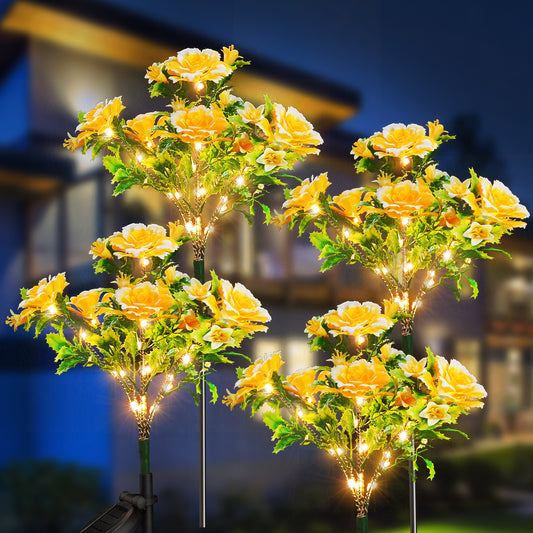 Neporal Solar Garden Lights - 4 Pack 2023 Version Solar Carnation Flowers, Solar Lights Outdoor Waterproof IP65, Solar Decorative Lights for Yard Decor, Garden Decoration, Gardening Gifts for Women