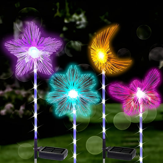 4pcs LED Solar Lawn Lights, Halloween Decorations Lights Outdoor, Waterproof Fairy Flower Light,solar Fiber Optic Light With Home Decor, Bedroom Decor, Wedding Decor, Christmas Decor Holiday Decor, Garden Decor, Office Decor