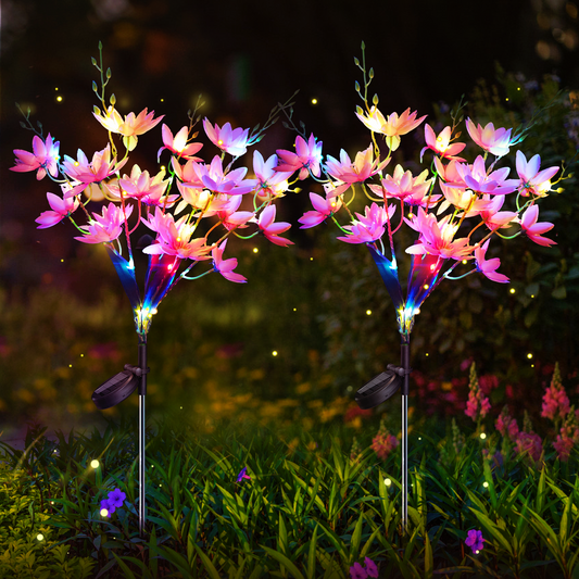 Neporal 5-Head Snow Lotus Solar Flower Lights for Garden,Yard, Pathway Decor(2 Packs -Pink)