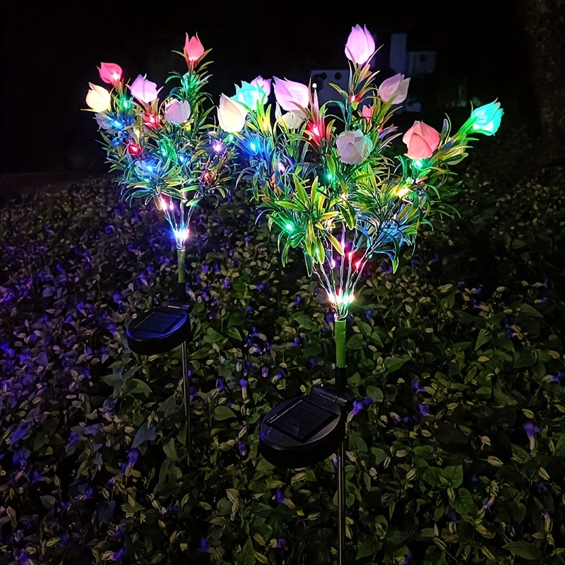 Neporal 2Pcs Pitcher Solar Garden Lights, Solar Outdoor Lights, Courtyard Decoration Lights, Holiday Decoration LED Lamp, And Simulated Flower