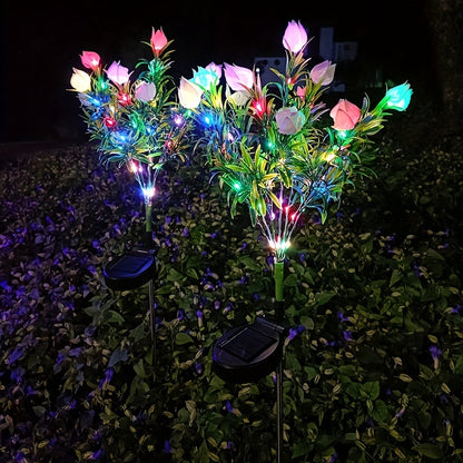 Neporal 2Pcs Pitcher Solar Garden Lights, Solar Outdoor Lights, Courtyard Decoration Lights, Holiday Decoration LED Lamp, And Simulated Flower