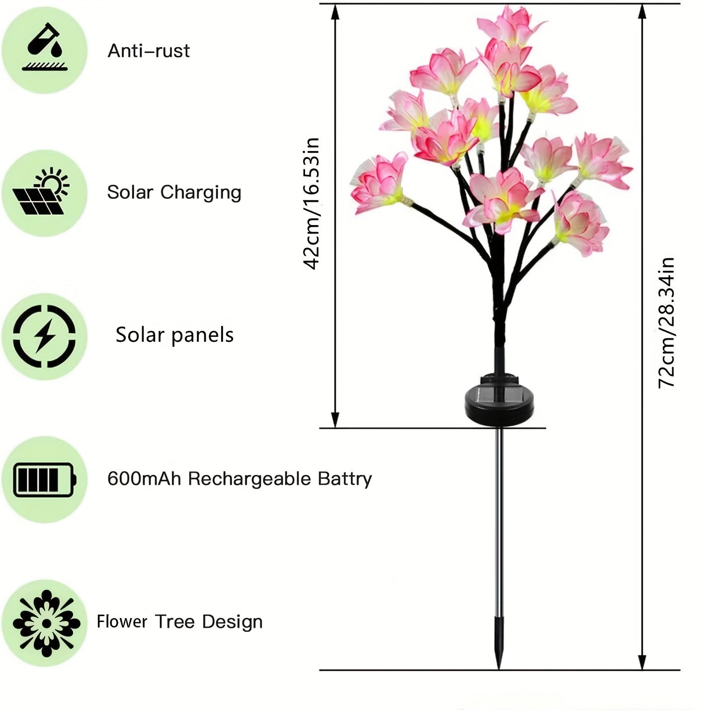 2pcs New Christmas Solar Garden Lights, 12 LED Flower Camellia Lights, Outdoor Garden Decoration Path Lights, Waterproof Solar Lights, Landscape Stake Lights For Garden Party Yard Lawn Decoration (Yellow/Pink)