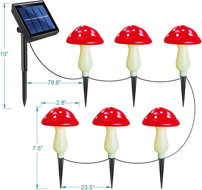 Neporal New Upgraded Waterproof Solar Mushroom Lights Outdoor Decor, 8 Modes for Garden Pathway Landscape Yard Easter Pathway Halloween Xmas Decorations, Set of 6 Red