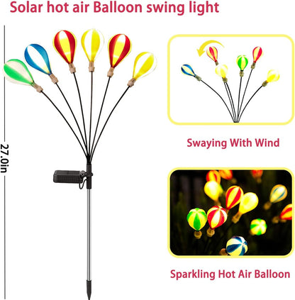 Neporal 2 Pack Solar Garden Lights,Outdoor Solar Hot Air Balloon Decorative Lights,Upgrade Solar Firefly Light of 12 Solar Lights Outdoor Decoration, Wind Swing, Garden Courtyard Path Lawn Decoration