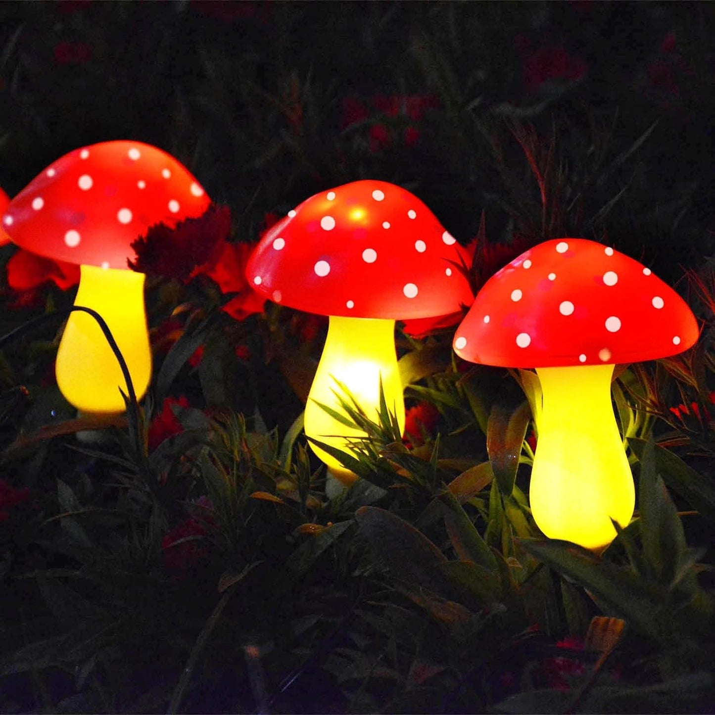 Neporal New Upgraded Waterproof Solar Mushroom Lights Outdoor Decor, 8 Modes for Garden Pathway Landscape Yard Easter Pathway Halloween Xmas Decorations, Set of 6 Red