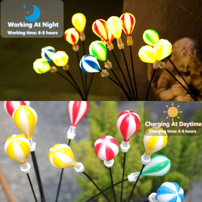 Neporal 2 Pack Solar Garden Lights,Outdoor Solar Hot Air Balloon Decorative Lights,Upgrade Solar Firefly Light of 12 Solar Lights Outdoor Decoration, Wind Swing, Garden Courtyard Path Lawn Decoration