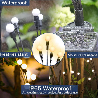 Neporal Solar Garden Lights - New Upgraded Solar Swaying Light, Sway by Wind, Solar Outdoor Lights, Yard Patio Pathway Decoration, High Flexibility Iron Wire & Heavy Bulb Base, Warm White(2 Pack)