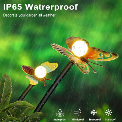 Neporal Butterfly Solar Garden Lights - Newest 16 LED Firefly Butterflies Bees Solar Outdoor Lights Swaying Butterfly Light for Yard Patio Pathway Decoration (Warm White)