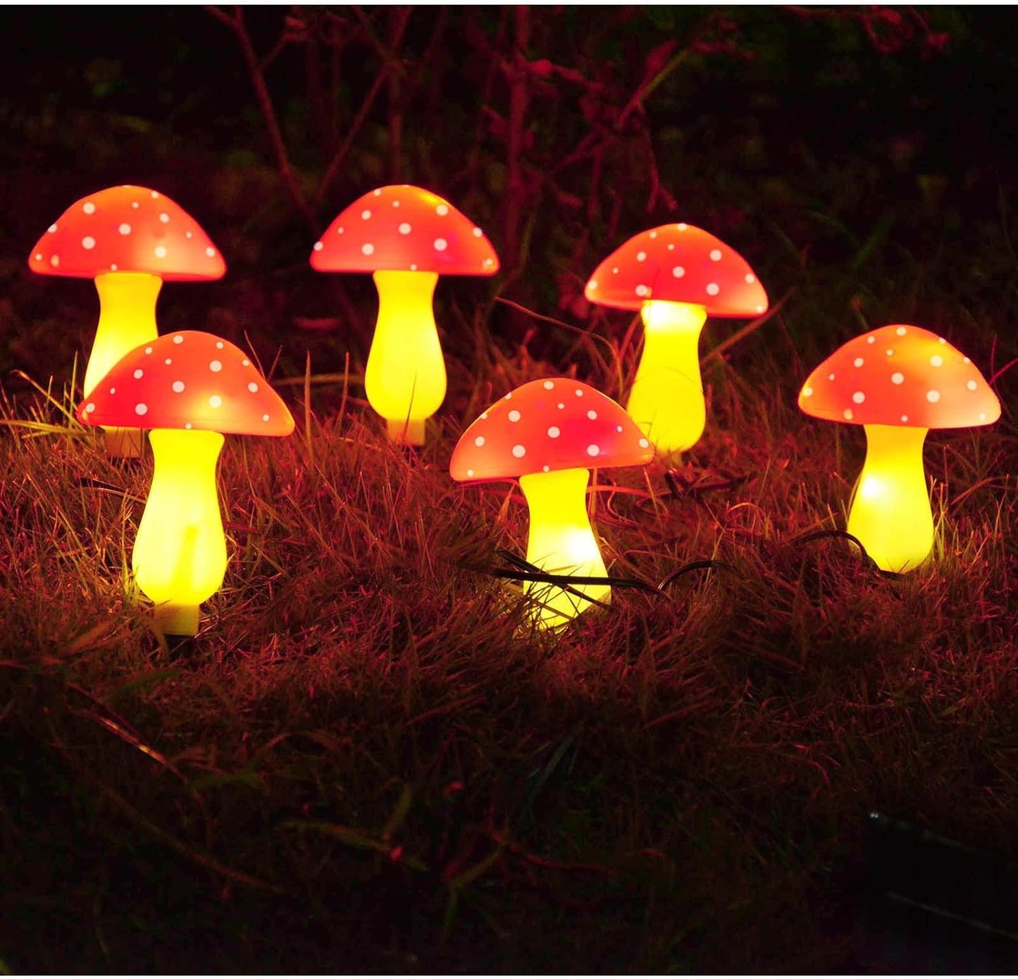 Neporal New Upgraded Waterproof Solar Mushroom Lights Outdoor Decor, 8 Modes for Garden Pathway Landscape Yard Easter Pathway Halloween Xmas Decorations, Set of 6 Red