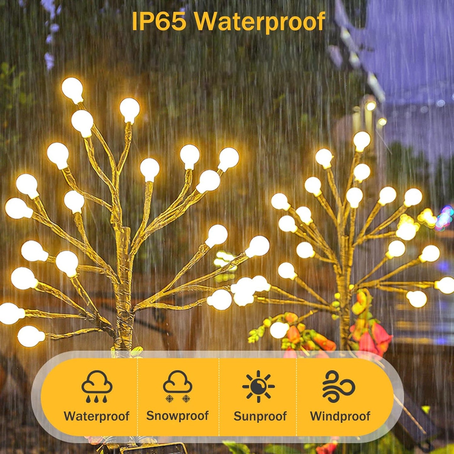 Neporal Solar Lights Outdoor Garden, 20 LED Firefly Solar Decorative Lights with 8 Lighting Modes and Remote, IP65 Waterproof Solar Outdoor Lights, Solar Landscape Lights for Patio Yard Lawn (Warm)