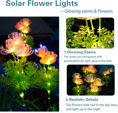 Neporal Solar Garden Lights, Solar Flowers Lights with Glowing Flowers & Stems, Upgraded Solar Panel, Solar Lights Outdoor for Garden Decoration,Yard Decor and Gift for Mother (2 Pack)