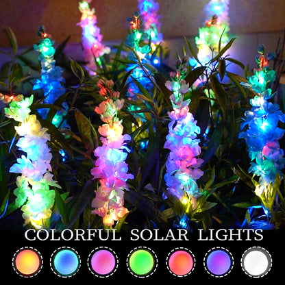 Neporal Solar Garden Lights, 2 Pack Solar Delphinium Flowers Lights with 32 LEDs, Two Lighting Modes & Upgraded Solar Panel, Solar Lights Outdoor for Garden Decoration,Yard Decor and Gift for Mother