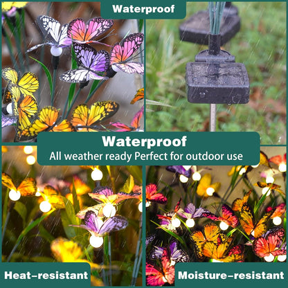 Neporal Solar Garden Lights, Swaying Butterfly Light, Swaying in The Wind, Solar Outdoor Lights, Yard Patio Pathway Decoration, High Flexibility Iron Wire & Realistic Butterflies (2 Pack)