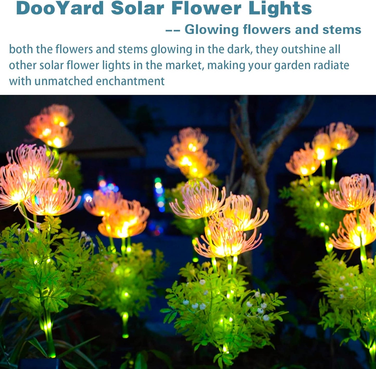 Neporal Solar Garden Lights, Solar Flowers Lights with Glowing Flowers & Stems, Upgraded Solar Panel, Solar Lights Outdoor for Garden Decoration,Yard Decor and Gift for Mother (2 Pack)