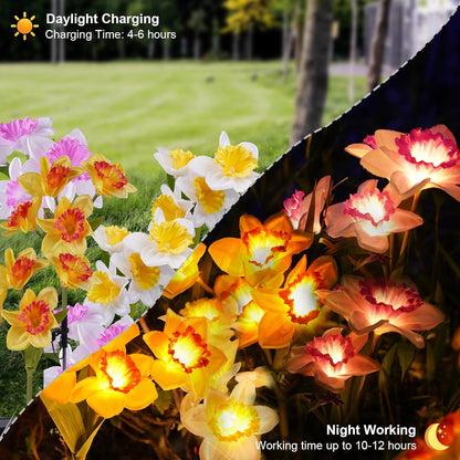 Neporal Solar Garden Lights - Solar Flowers,3Pack Solar Lights for Outside Garden Decorative,Solar Powered Garden Decor for Yard,Patio,Lawn,Solar Outdoor Lights Waterproof Garden Decorations