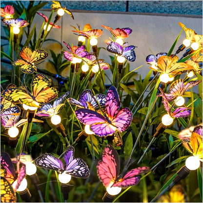 Neporal Solar Garden Lights, Swaying Butterfly Light, Swaying in The Wind, Solar Outdoor Lights, Yard Patio Pathway Decoration, High Flexibility Iron Wire & Realistic Butterflies (2 Pack)