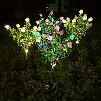 Neporal 2Pcs Pitcher Solar Garden Lights, Solar Outdoor Lights, Courtyard Decoration Lights, Holiday Decoration LED Lamp, And Simulated Flower