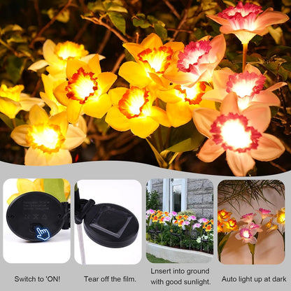 Neporal Solar Garden Lights - Solar Flowers,3Pack Solar Lights for Outside Garden Decorative,Solar Powered Garden Decor for Yard,Patio,Lawn,Solar Outdoor Lights Waterproof Garden Decorations