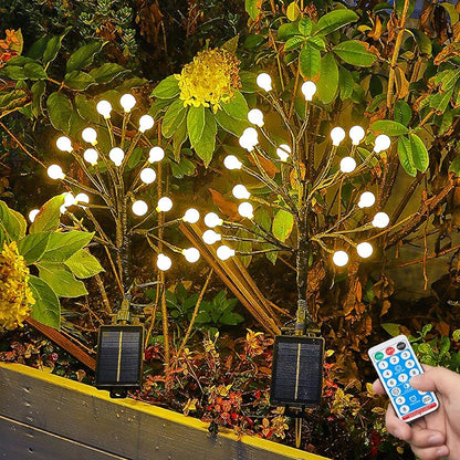 Neporal Solar Lights Outdoor Garden, 20 LED Firefly Solar Decorative Lights with 8 Lighting Modes and Remote, IP65 Waterproof Solar Outdoor Lights, Solar Landscape Lights for Patio Yard Lawn (Warm)