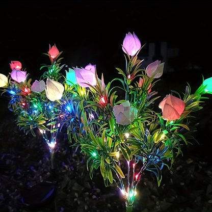 Neporal 2Pcs Pitcher Solar Garden Lights, Solar Outdoor Lights, Courtyard Decoration Lights, Holiday Decoration LED Lamp, And Simulated Flower